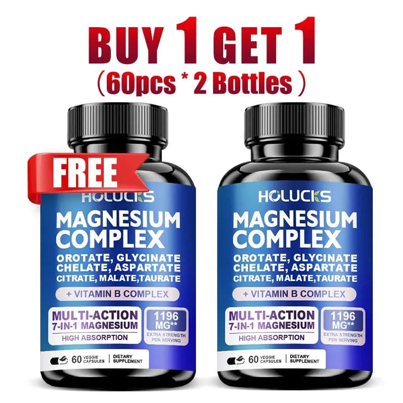 Magnesium Complex Capsules with Vitamin B6 Support Sleep Bone Heart Health Stress Relief Muscle Strong Nerves Metabolism