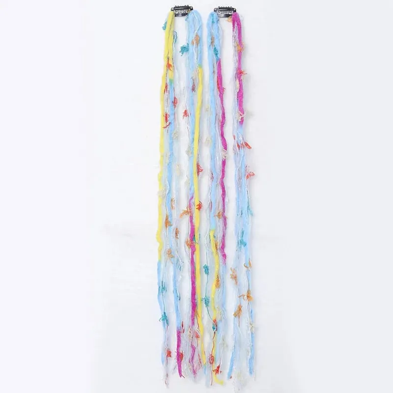 Clip In Dreadlock Hair Extensions Bohemian Frayed Wispy Thin Synthetic Boho Braids For Women Daily Rave Party Hairstyle