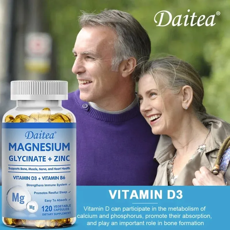 Daitea Magnesium Glycinate & Zink Kosttillskott - Bone Nerve Immune Support - Lämplig för män och kvinnor — image 5