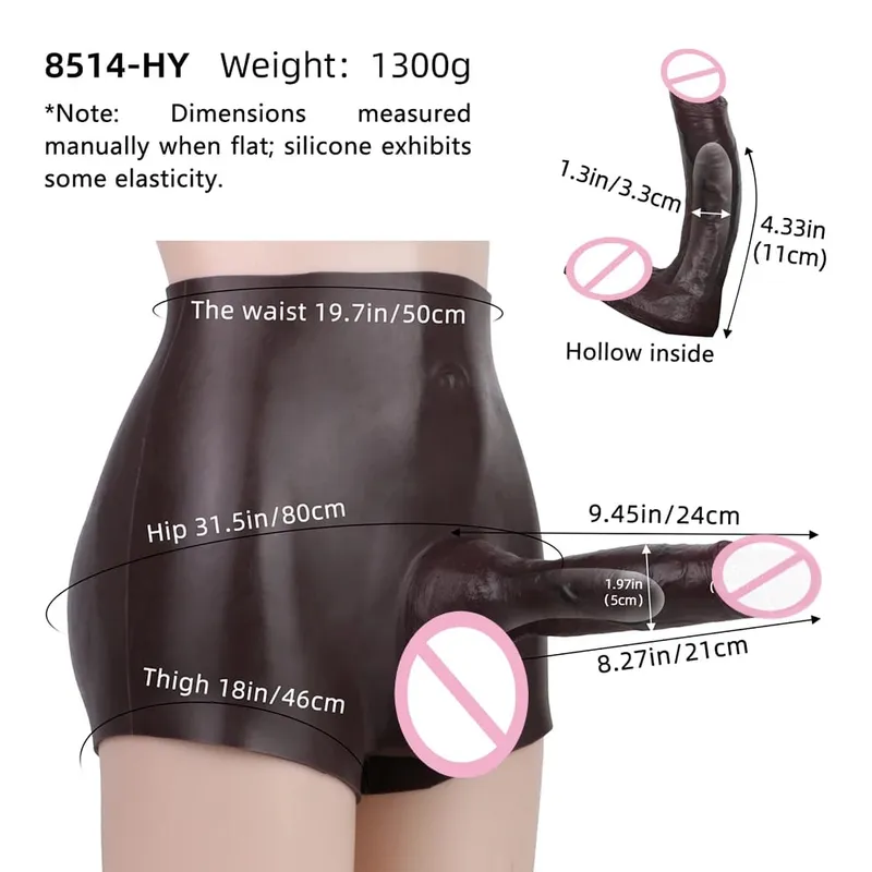 Mutandine con dildo cavo ultra realistico Slip in silicone Strapon Pene Estendi pantaloni a maniche Giocattoli sessuali per uomini Ingrandimento del cazzo