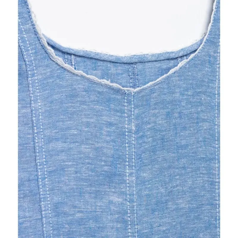 Women's Lace Trim Dress Summer New Square Collar Wide Strap Sleeveless Midi Dress Fashion Casual Female Daily Commute Dresses — image 6