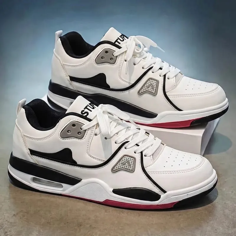 Unisex Sneakers Spring Summer Retro Basketball Style White Color Block Casual Board Shoes Streetwear Chunky Sole School