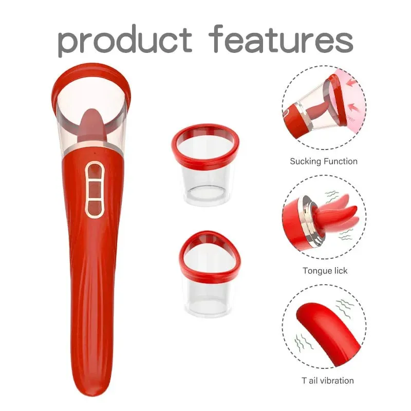 Tongue Licking with Sucking G Spot Vibrator 3 in 1 Sex Toys for Women Powerful Clitoral Nipple Oral Sucker Stimulation Massager — image 10