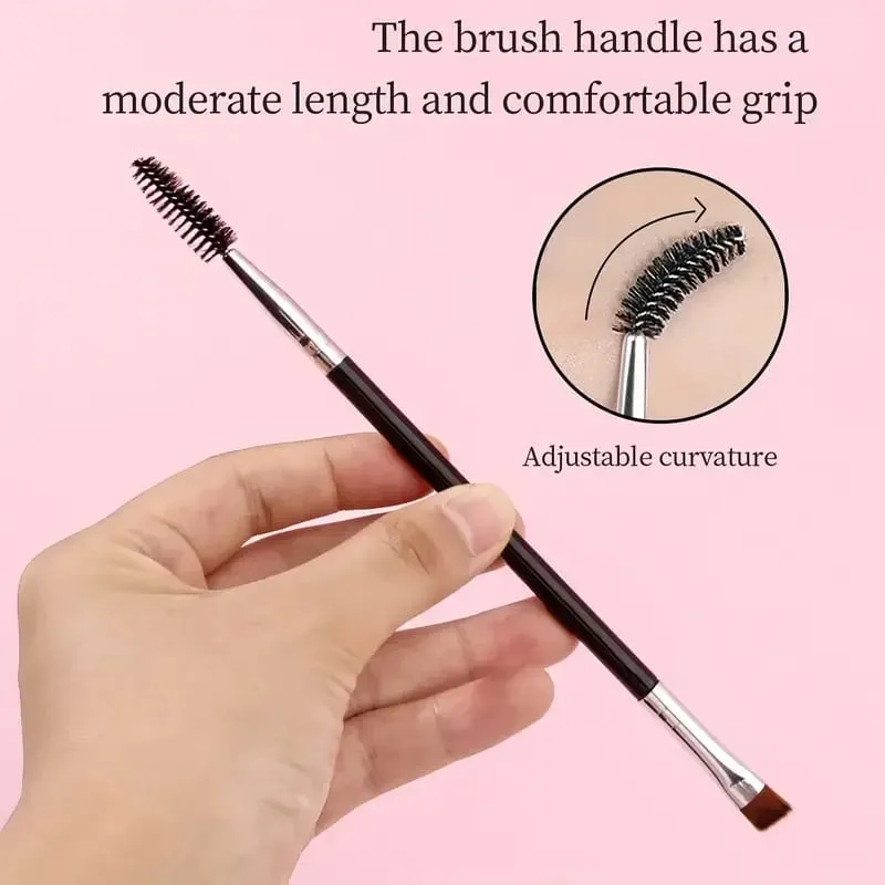 New 2-in-1 Large Double Eyebrow and Eyeliner Brush - Bevel Eyebrow Powder Spiral Blend and Flat Eye Black Applicator — image 1