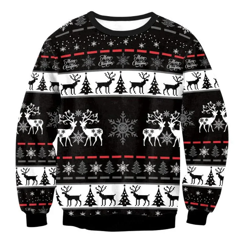 Festival Christmas Pattern Sweatshirts For Men Humping Reindeer 3D Printed Pullover Holiday Party O-Neck Hoodies Long Sleeves — image 4