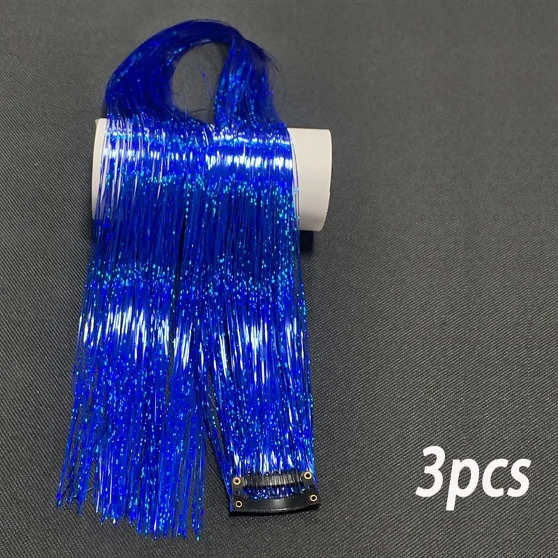 24Inch Synthetic 3pcs/set Long Straight Clip in Hair Extensions Highlights Colored Party Multi-Colors Hairpieces for Women Daily