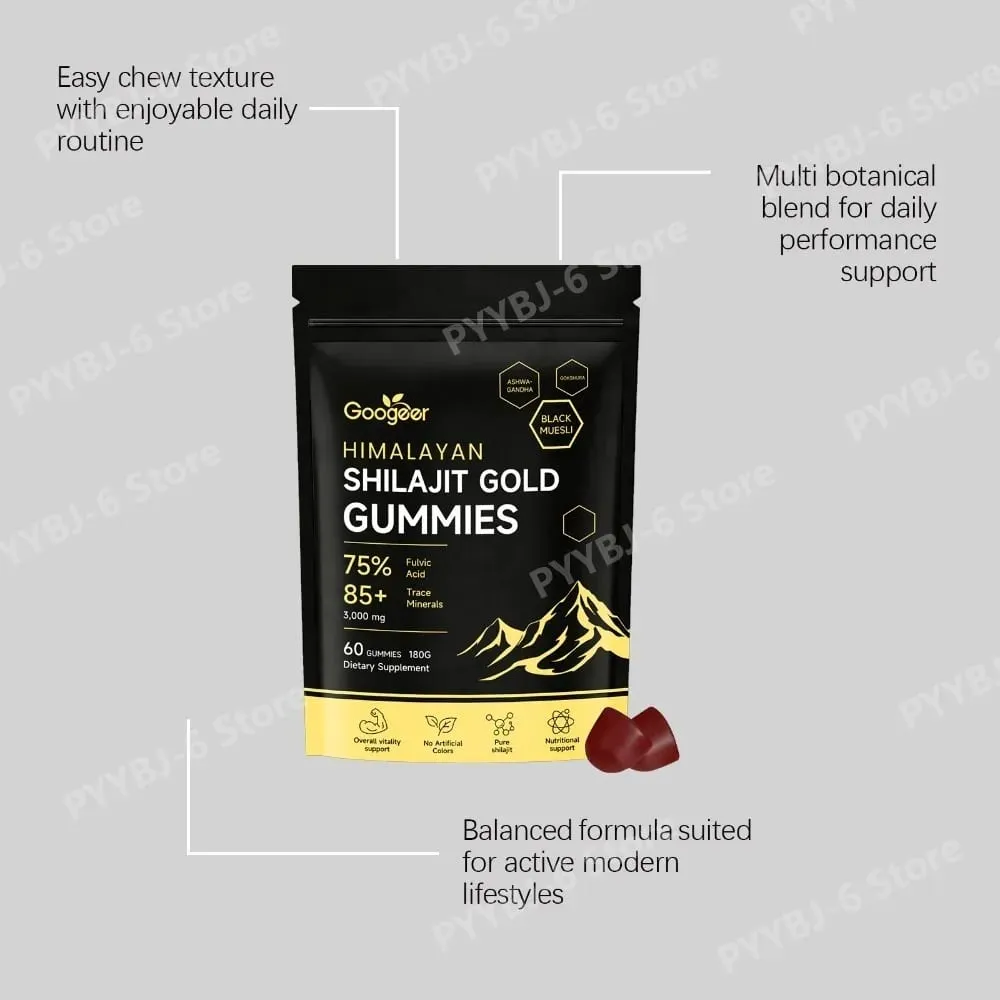 Himalayan Shilajit Gold 60 Gummies Minerals Formula รองรับการเพิ่มพลังงานและความมีชีวิตชีวาของร่างกาย ผลิตภัณฑ์เสริมอาหารจากธรรมชาติ — image 4