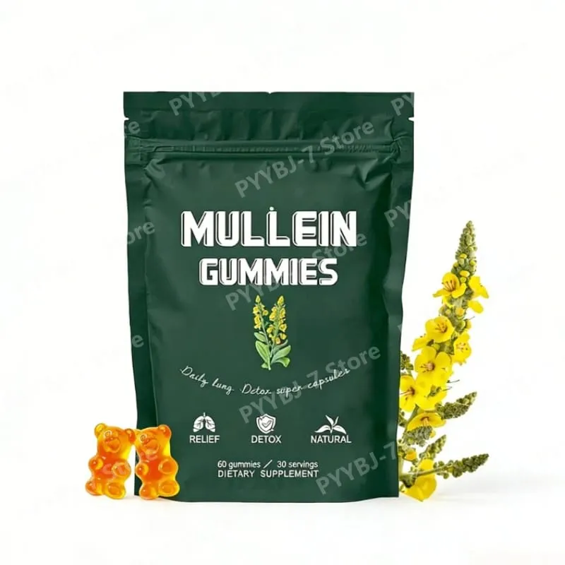 Mullein Gummies Supports Respiratory Health Pear Flavor Lung Health Sinus Relief 60 Grains Dietary Supplement — image 1