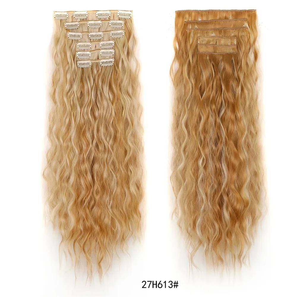 Corn Hair Extensions 6Pcs 20 Inch Clip In Hair Extensions Curly Clip Ins Hair Extension Invisible Natural Hairpieces For Women — image 14