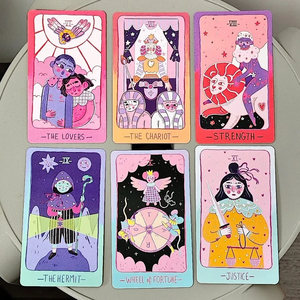 Pastel Prism Tarot Deck 78 Pcs Tarot Cards 10.3*6cm Imbued with The Soothing Tones of A Pink and Sky-blue Color Palette — image 2
