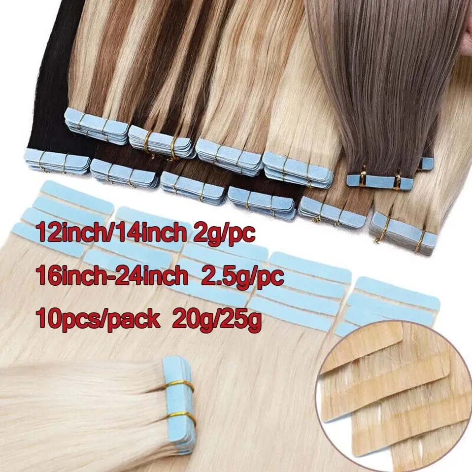 Double Stitched Tape in Human Hair Extensions Straight Invisible Seamless Skin Weft Tape In Hair Extensions For Women