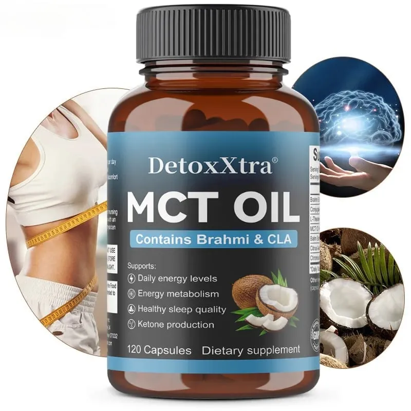 MCT Oil Capsules Natural Clean Energy & Cognitive Focus Supplement Clarity Brain & Body Gut Wellness Support Non-GMO
