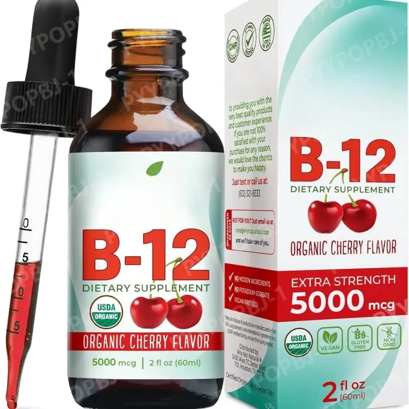 Vitamin B12 Drops 5000mcg Methylcobalamin B12 Liquid Sublingual Supplement Vegan Sugar Free Daily Daily Nutritional Support 60ml