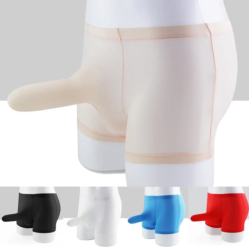 Sexy Men Underwear Elephant Nose Sheath Briefs Ice Silk Breathable Skin-friendly Underpants Temptation Erotic Underwear — image 2