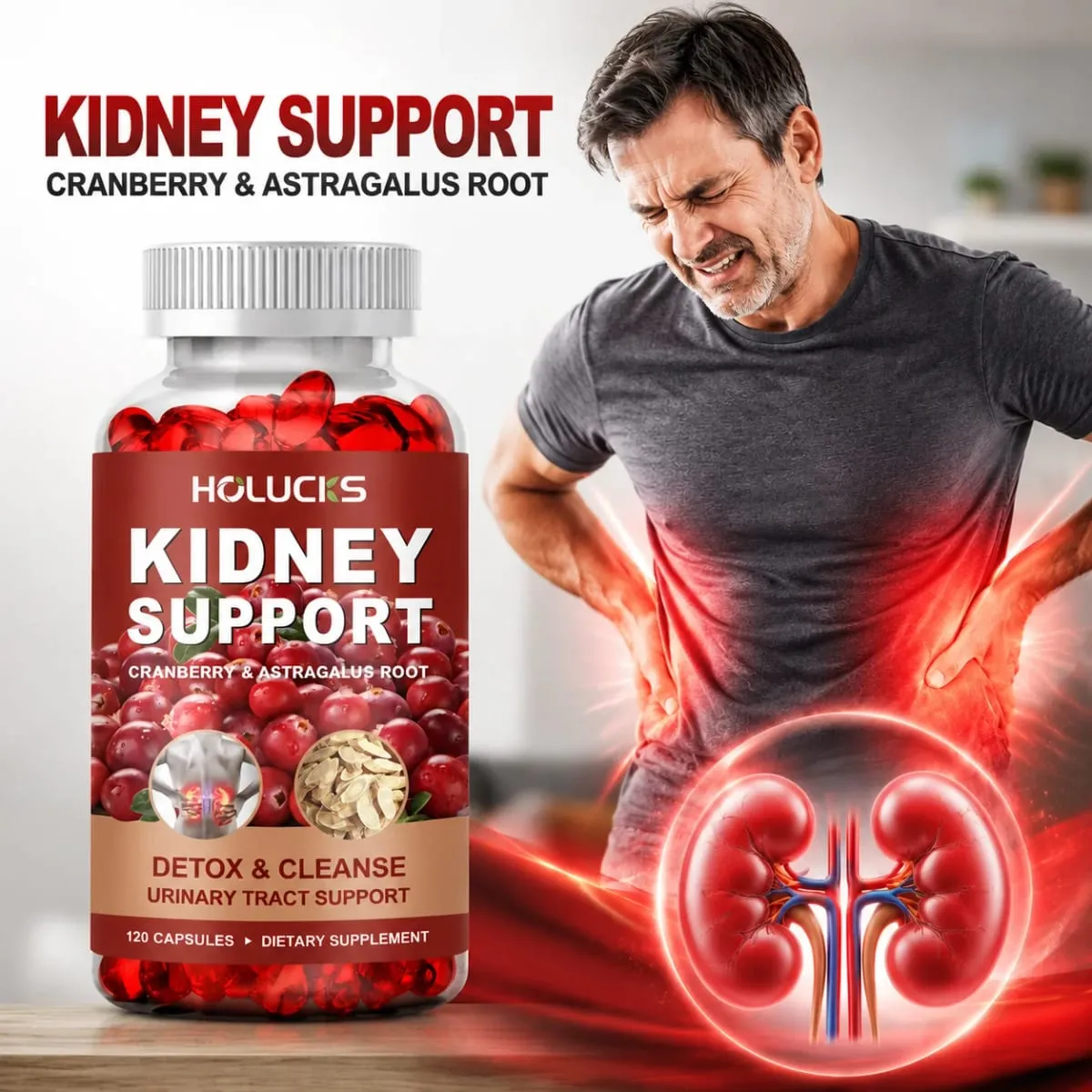 Kidney Cleanse Detox & Repair Supplement with Astragalus Root Cranberry Support Urinary Tract & Immune Health Daily Energy — image 1