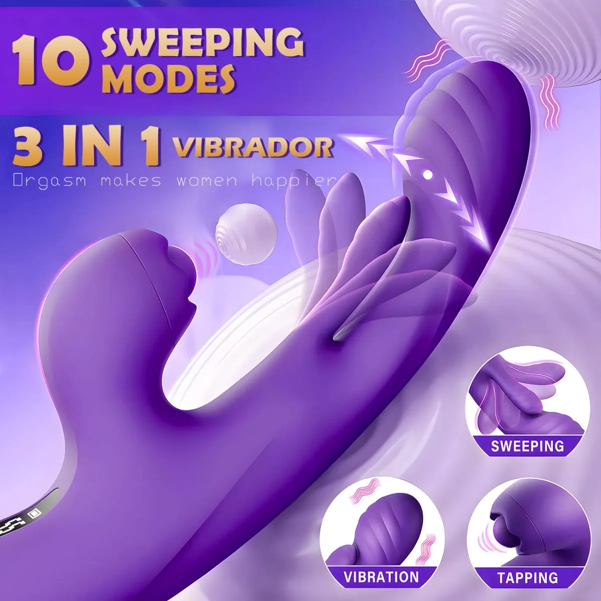 3 IN 1 Tapping Flapping Vagina Rabbit App Control Vibrator for Women Wiggle Tongue G-Spot Masturbator Adult Sex Toys for Women