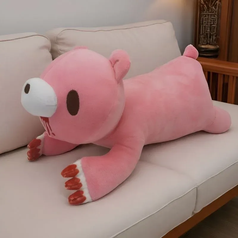 Pink Lying Bear Plush Pillow Cute Long Body Stuffed Doll Soft Fluffy Decorative Sleeping Cushion Gift — image 2