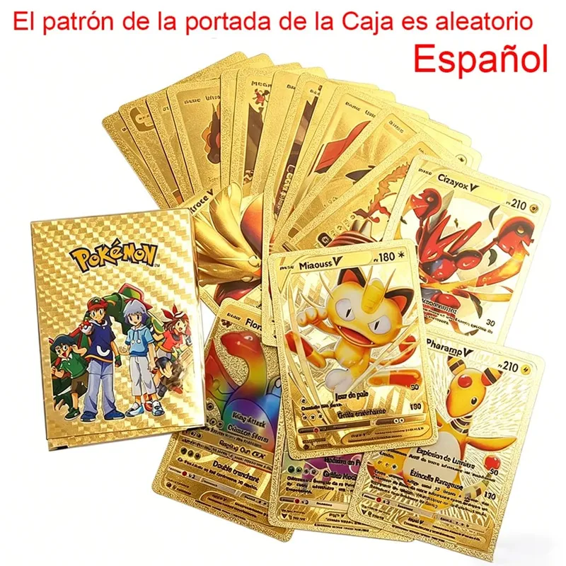 55PCS Pokemon Cards Vmax GX Gold Foil Flash Box Party Interactive Game English Spanish Colorful Game Battle Collection Card Gift — image 10