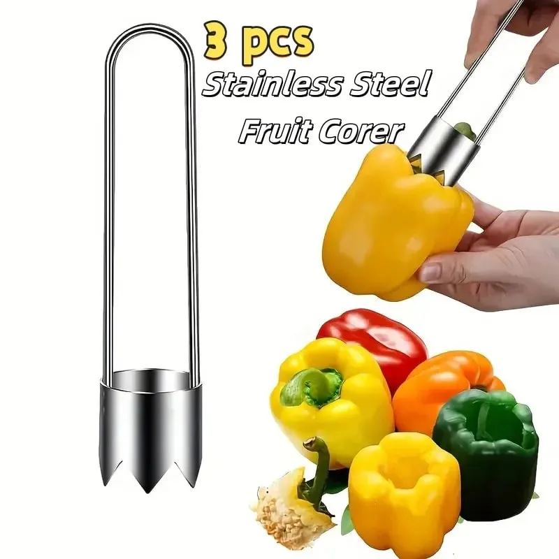 Stainless Steel Fruit Vegetable Corer Efficient Core Remover Tool for Apple Pepper Tomato Cucumber Easy Home Kitchen Gadget — image 1