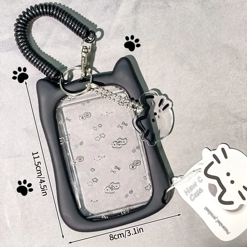 Cute Photocard Keychain Case - Clear PVC Card Holder with Key Ring for Backpack Protective Display Sleeve for Idol Photo Gift for Fans Collectors