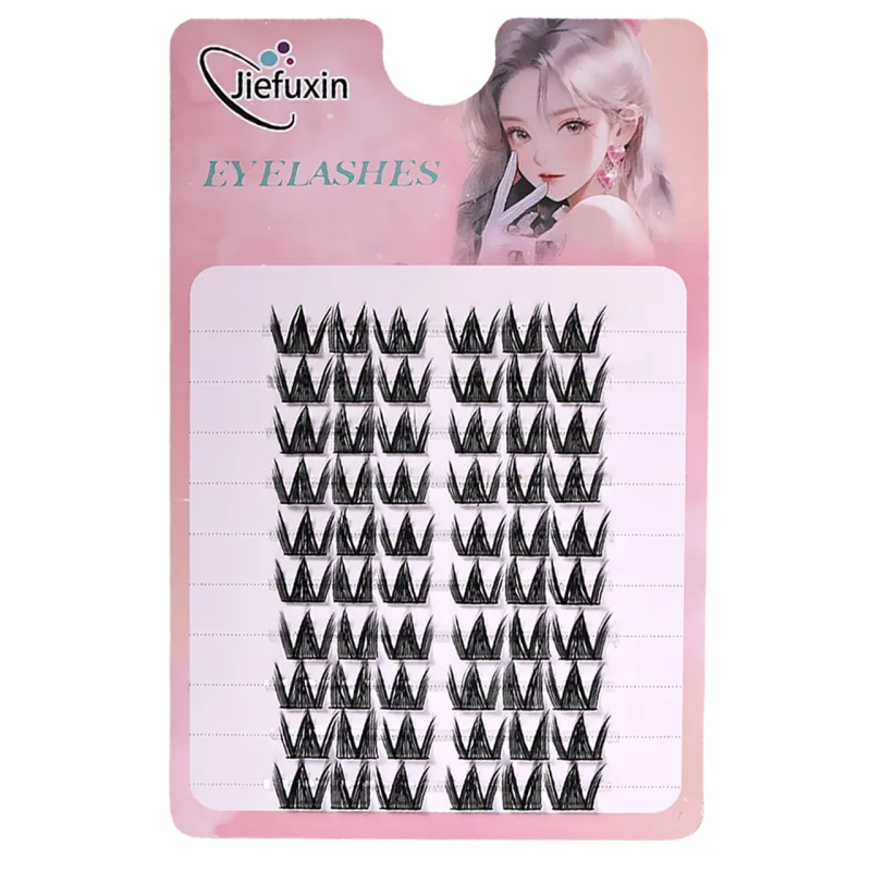 Soft Tapered Thick Manga Fox Eye Individual Clusters Jiefuxin Large Capacity DIY Lashes Simple Operation for Makeup Newbies