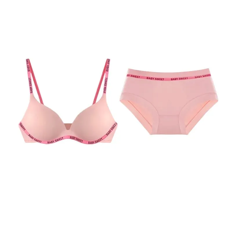 Seamless Bralette Set for Teens Wireless Comfort Push Up Padding Lightly Lined Pure Color Bra Panty Young Women Lingerie MOYISU — image 5