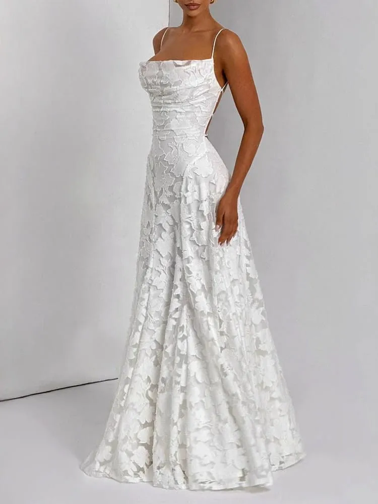 2026 Floral Embroidery Maxi Dress for Women Summer Party Prom Gowns Sexy Backless Suspender Dresses French Style Evening Dress — image 7