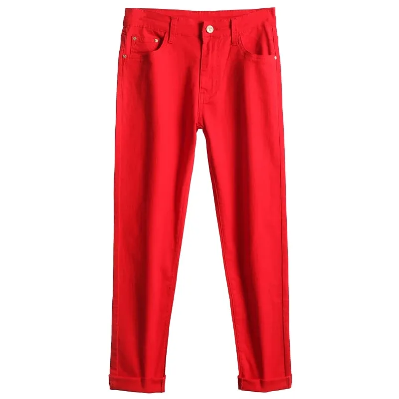 Yellow Pink Red Men's Colorful Denim Stretch Jeans New Elastic Slim Male Clothing Simple Business Denim Trousers — image 5