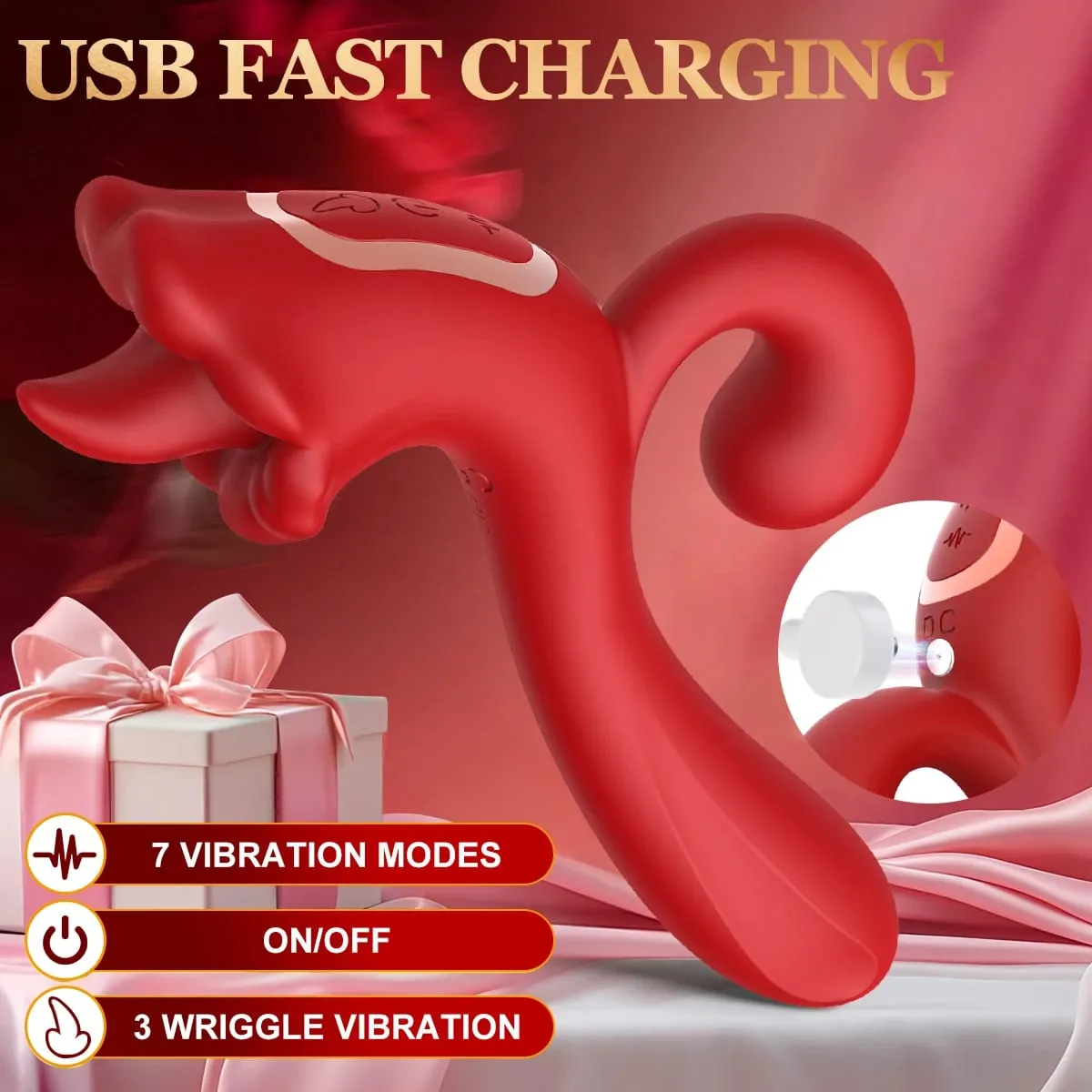 3 IN 1 Tongue Rabbit Vibrators Dildo for Women Adult Sex Toys G Spot Clitoral Stimulator Nipple Massager Masturbator Sex Toys 18