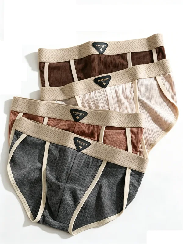 4pcs/set Men's Cotton Briefs Fashionable U Convex Pouch Underwear Soft Breathable Mid Rise Triangle Panties Plus Size L-4XL — image 7