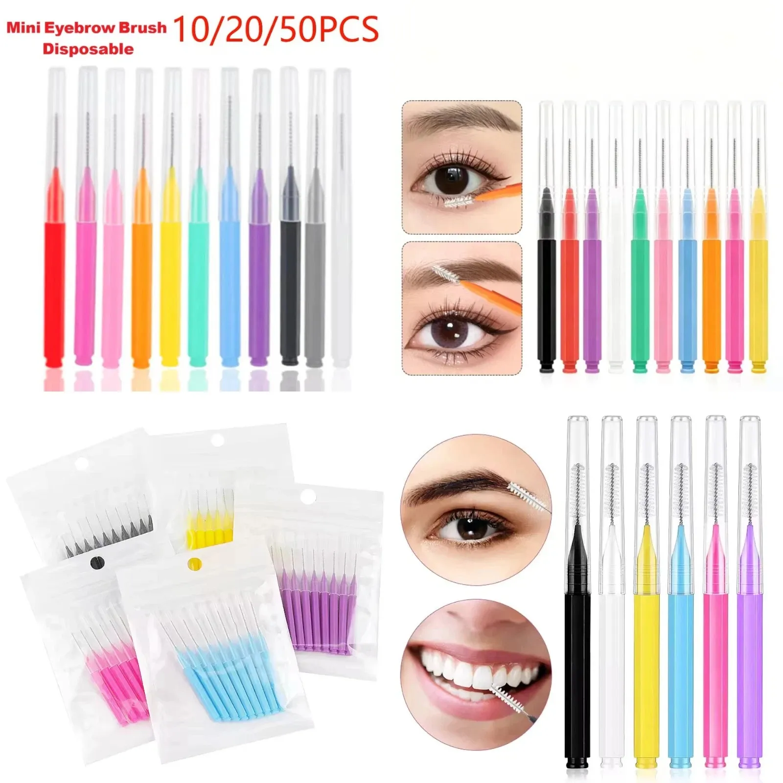 5-50PS Portable Mini Eyebrow Brushes Disposable Eyelash Brow Lifting Brush Applicators Lash Extension Comb Beauty Makeup Tools — image 1