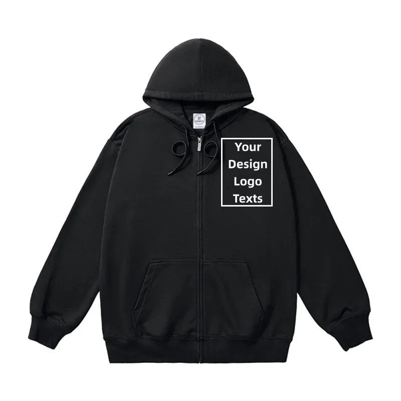 Customized Logo Zipper Hoodies Autumn Winter Fashion Embroidery Company Printed Sweatshirts Men Women Personality Hoody Pullover — image 1