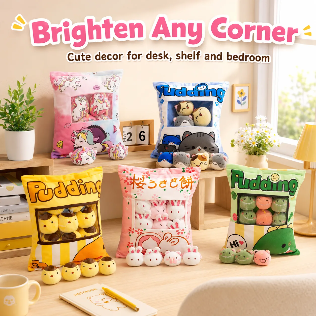 Cute Cartoon Snack Bag Plush Pillow Stuffed Doll Throw Cushion Trendy Internet Famous Snack Bag Plush Toy Soft Office Home De — image 4
