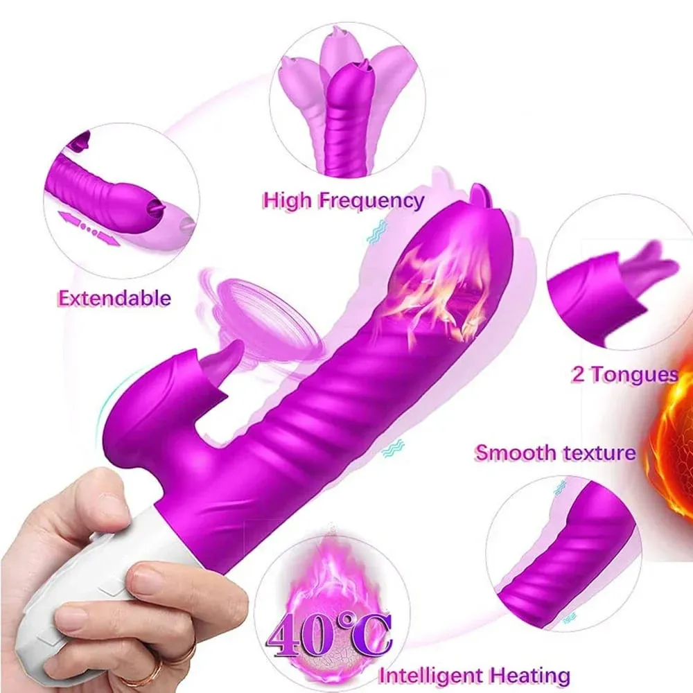 Thrusting Vibrator for Women Licking G Spot Clitoral Nipple Stimulator Heating Realistic Dildo Masturbation Adult Sex Toys — image 3