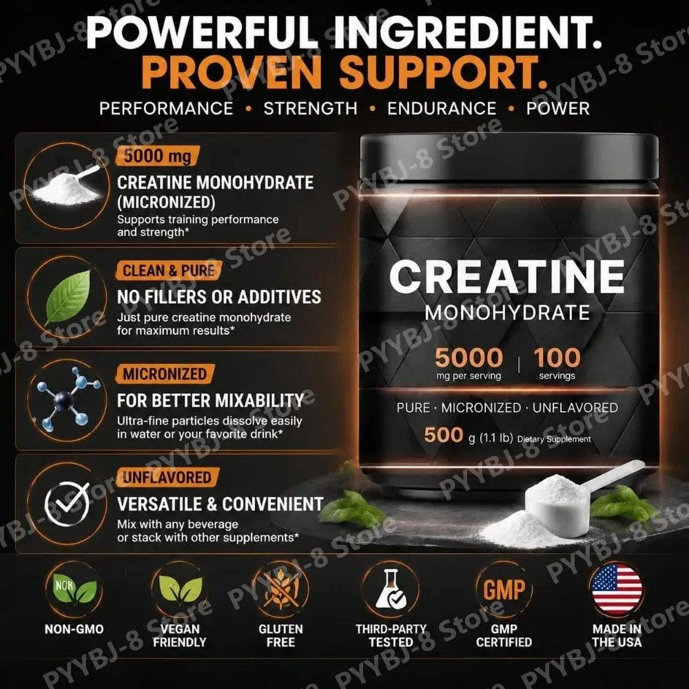 Creatine Monohydrate Powder Micronized Unflavored Training Performance Support Energy Endurance Strength 500 G(1.1lb) — image 5
