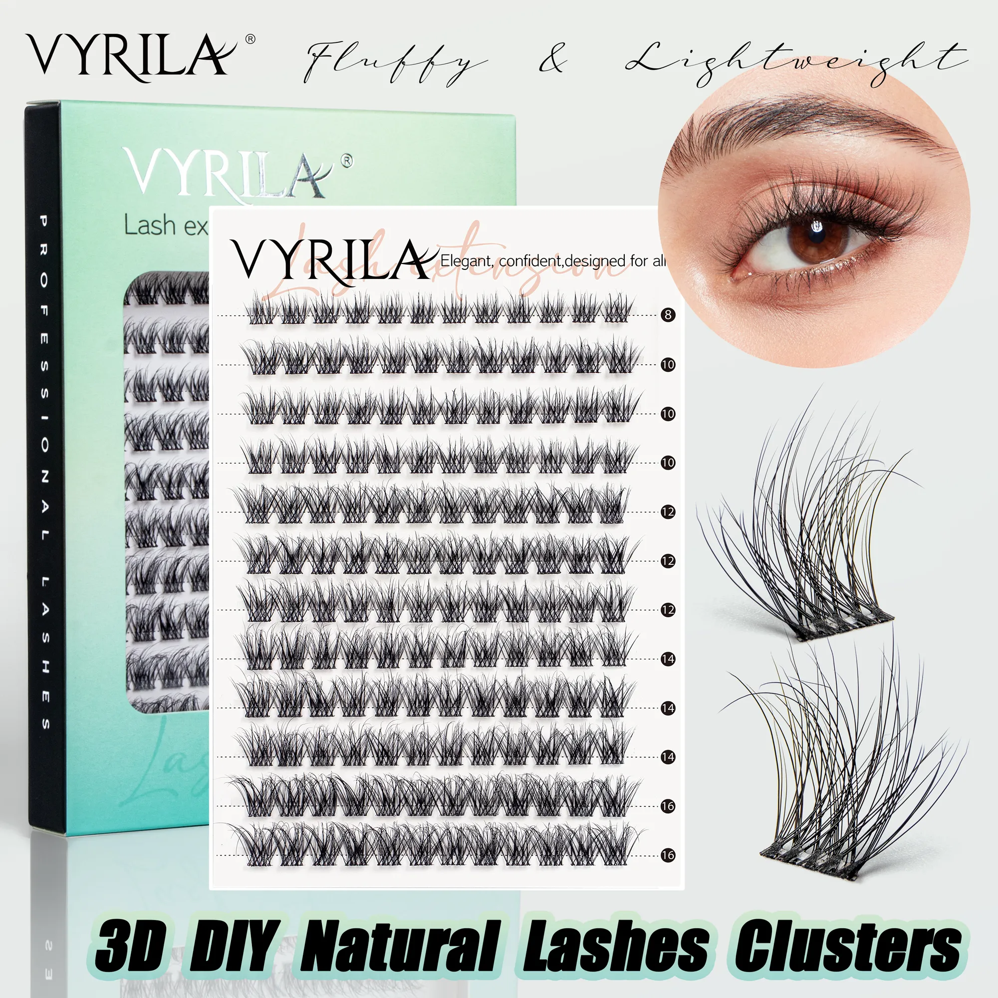 Individual Lashes Cluster C Curl Mix Lash Clusters 3D Wispy DIY Extension Eyelash 0,1mm Super Thin Band Resuable Natural Lashes — image 1