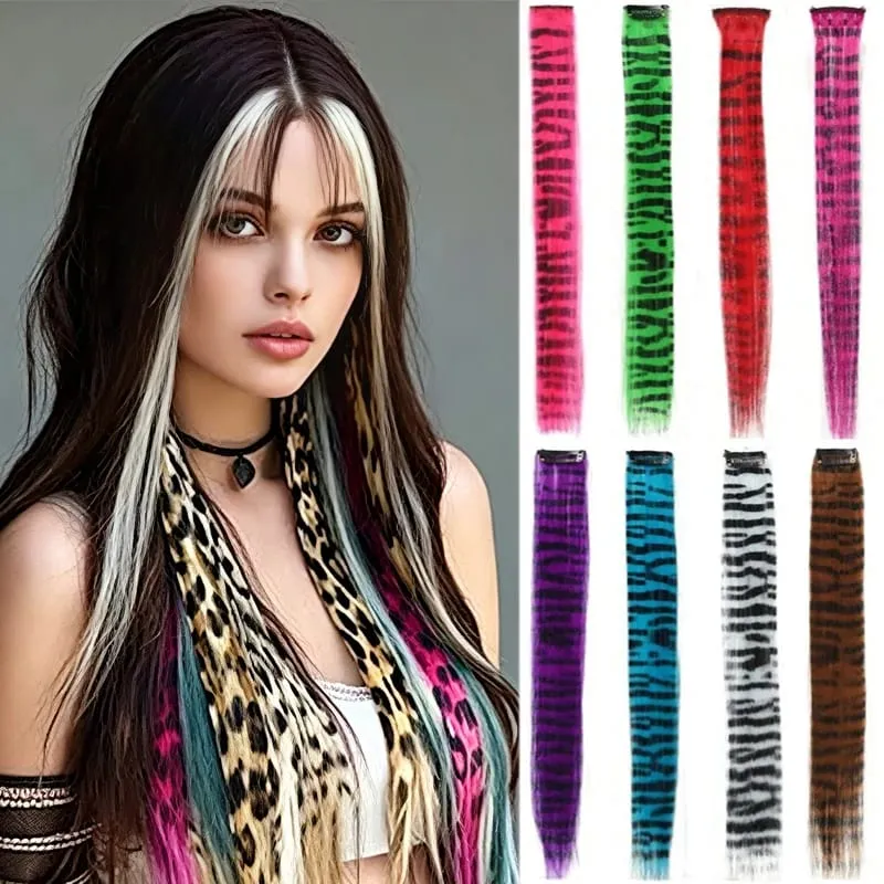 Rainbow Colored Feather Clip In Hair Extensions 18inch Synthetic Hair Piece Y2K Fashion For Women Girls Cosplay Party Halloween — image 2