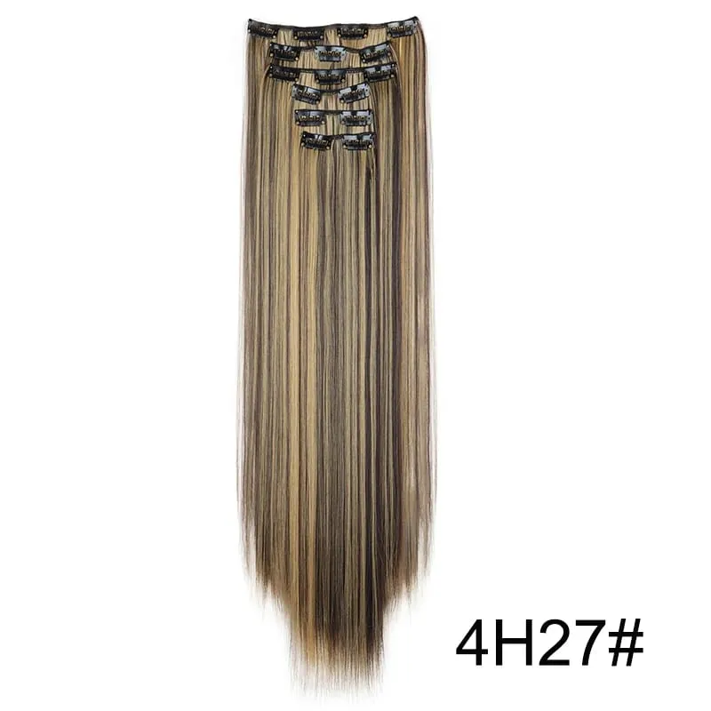 24Inch Synthetic 6pcs/set Long Straight Hair Extension Increasing Volume Extending Soft Comfortable Hairpiece for Women