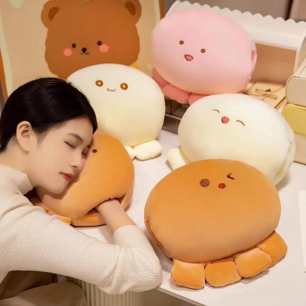 35cm Bantal Mewah Sotong Lembut Sumbat Bentuk Bola Haiwan Akuatik Tangan Hangat dengan Lubang Lebih Panas Muka Comel Plushie Sokongan Belakang — image 2