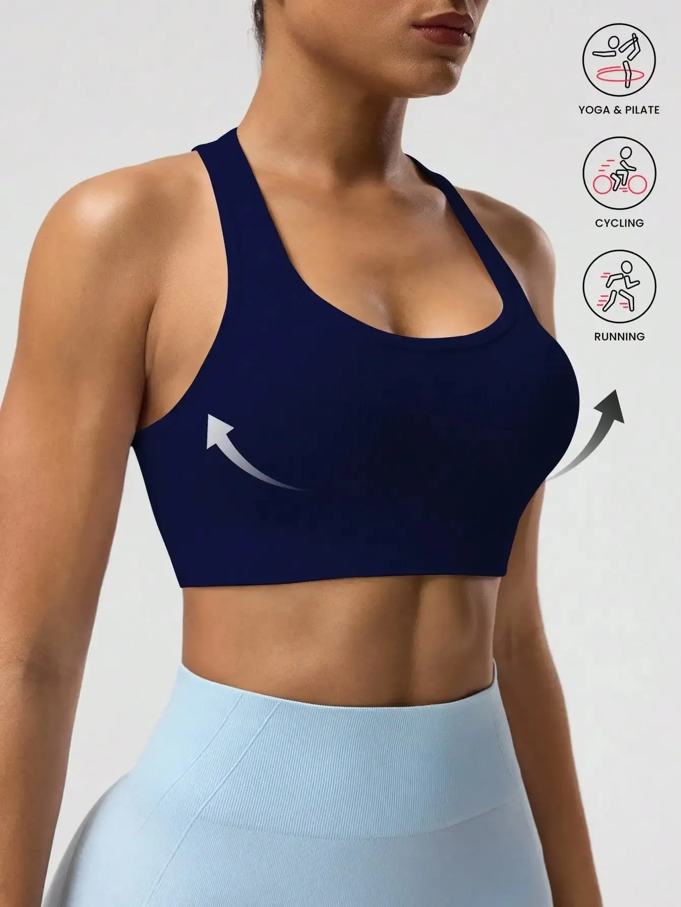Seamless One-Piece Sports Bra with Wire-Free Support Bust Enhancement and Backless Design for Yoga and Outer Wear — image 14