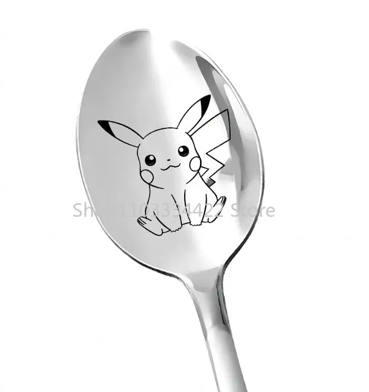 FUNISMPokemon Pikachu Children Spoon Cute Baby Soup Stainless Steel Ladle Home Food for Tableware Spoon Birthday Gifts