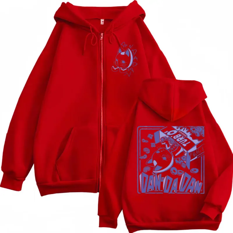 Anime Dandadan Turbo Granny Double Sided Print Zipper Hoodie Japanese Manga Style Zip Up Sweatshirts Men Women Casual Pullovers — image 6
