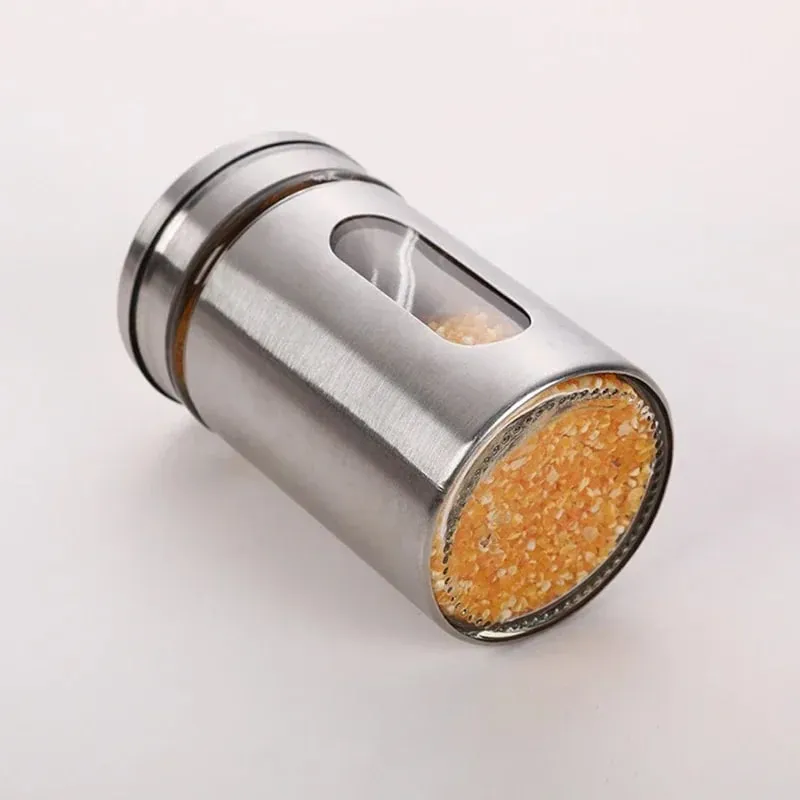 Stainless Steel Spice Shaker Seasoning Cans Rotate Camping Barbecue Jars Spice Storage Box Salt Sugar Pepper Storage Bottle — image 5