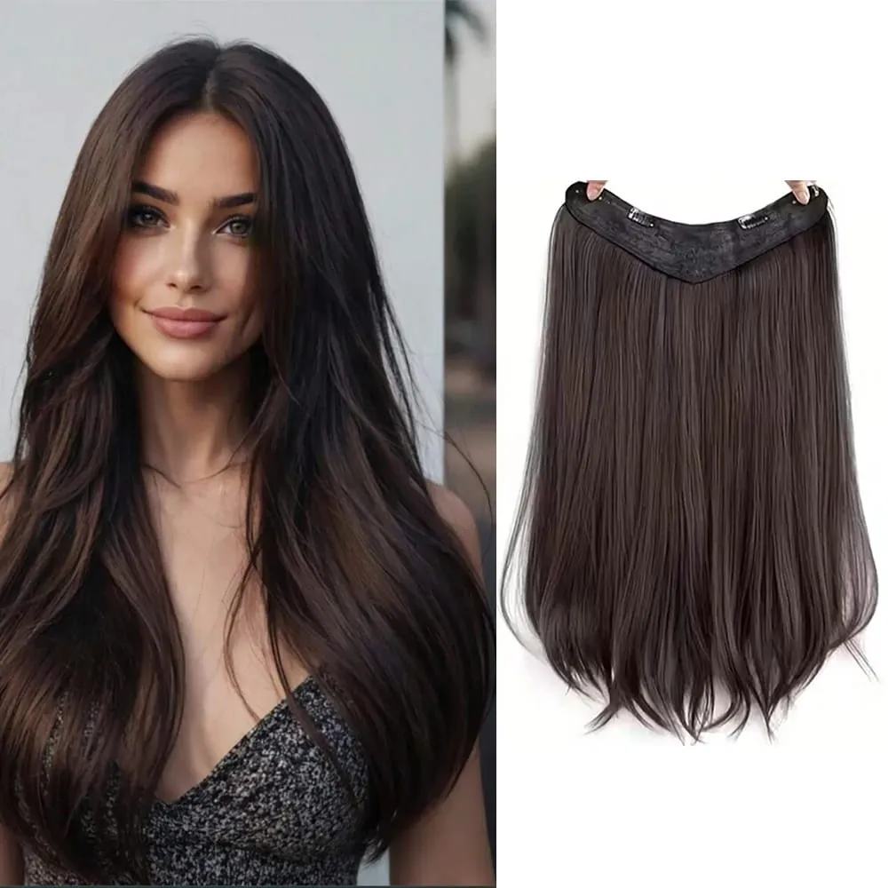 18inch V-shaped clip in hair extension layered hair extension adds volume.made of synthetic fiber for women — image 8
