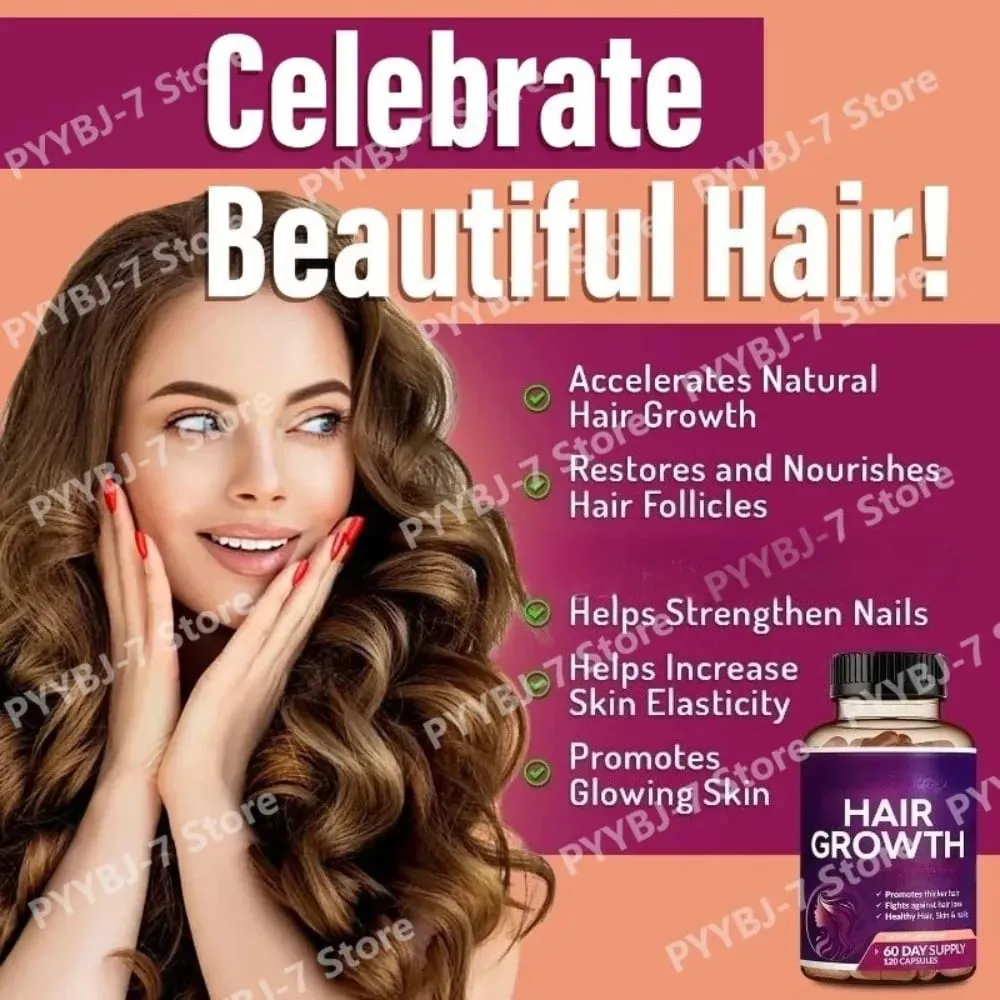 Biotin Collagen Hair Growth Supplement with Vitamins A C D3 E B12 Zinc Supports hair wellness appearance for Women — image 2