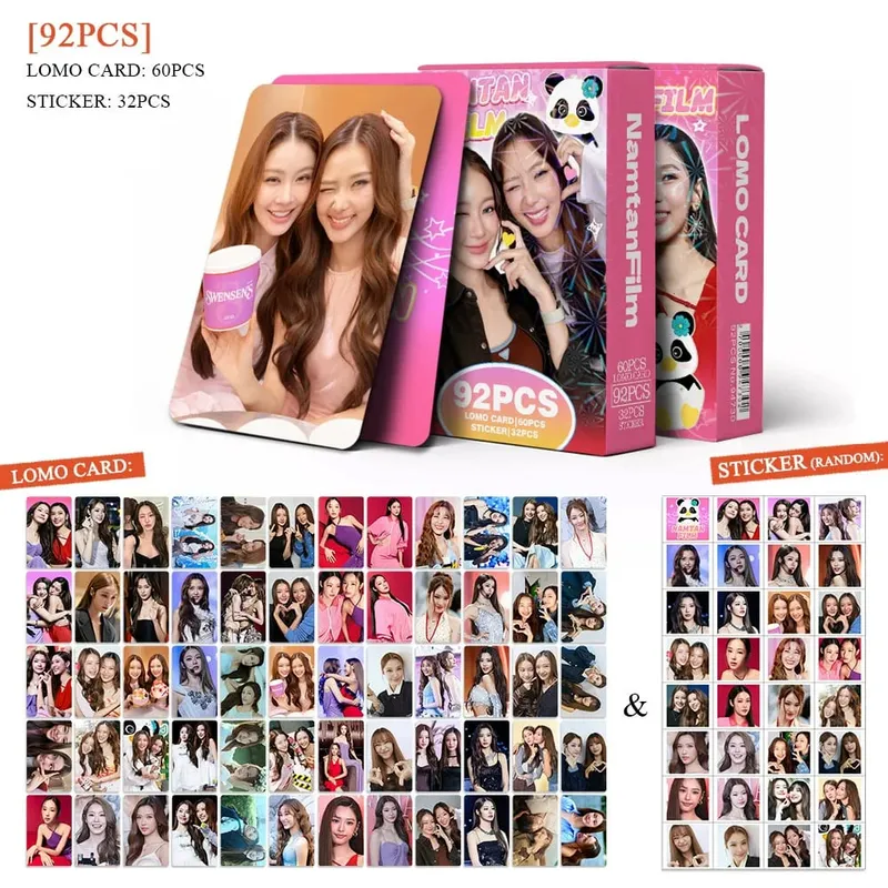 92Pcs NamtanFilm Lomo Card Pack 60 Thai GL Idol Photocards 32 Cute Stickers Thai Girl CP Fan Merch Gifts For Fans