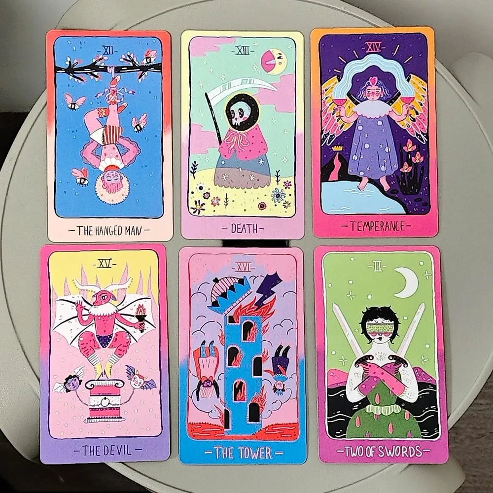 Pastel Prism Tarot Deck 78 Pcs Tarot Cards 10.3*6cm Imbued with The Soothing Tones of A Pink and Sky-blue Color Palette — image 6