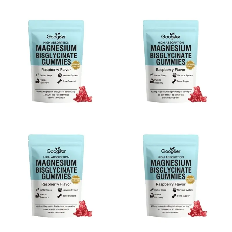 Magnesium Bisglycinate Gummies400mg Raspberry Flavor Supports Bone Health& Muscle Function Dietary Supplement for Adults60 Count