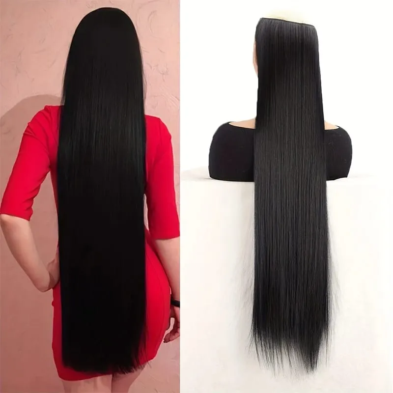 Extra Long Straight 5 Clips Hair Extension Clip In Extensions Hairpieces For Women Synthetic Natural Straight Clip Hair Piece