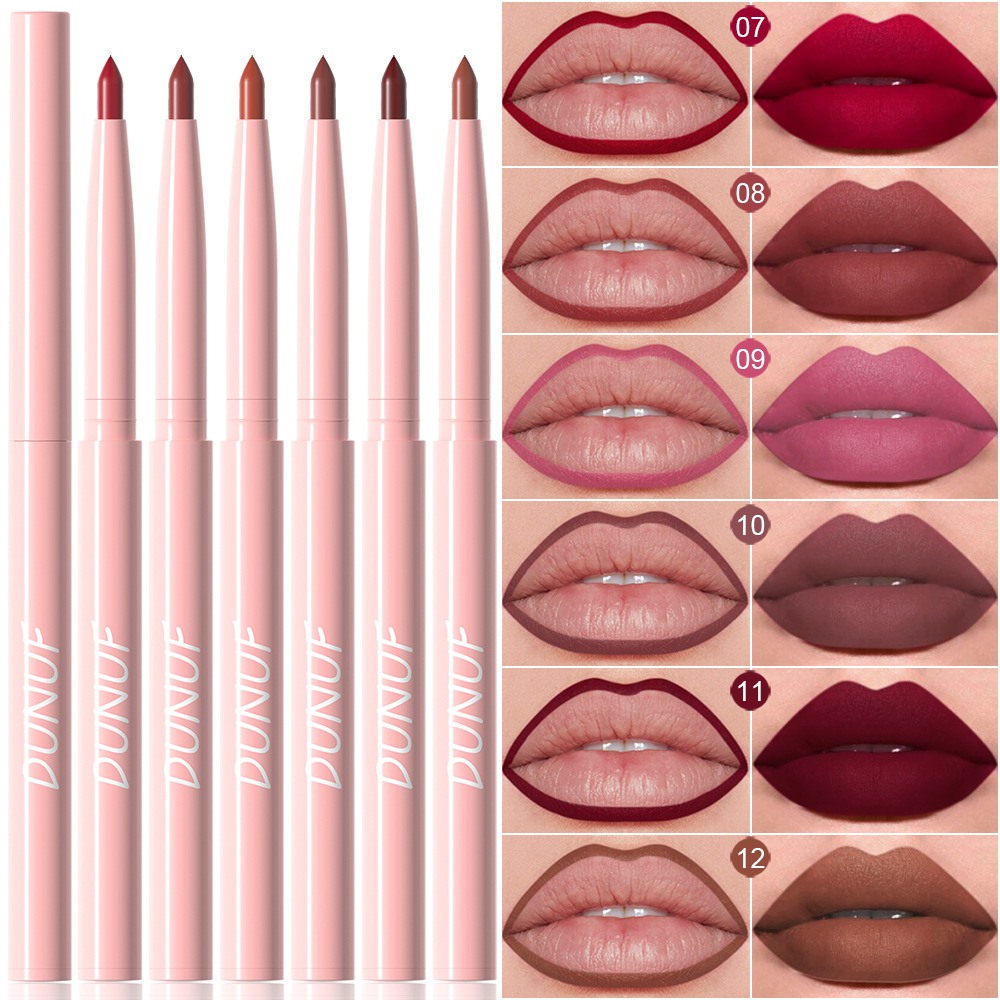 6pcs Matte Lip Liner Set Nude Brown Smooth Rose Red Pigmented Long Lasting Rotatable Lipstick Pencil Kit for Smooth Finish — image 8